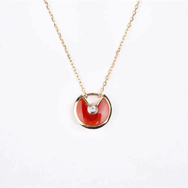 [LumiVibe]AMULETTE GOLD CARNELIAN ONYX NECKLACE