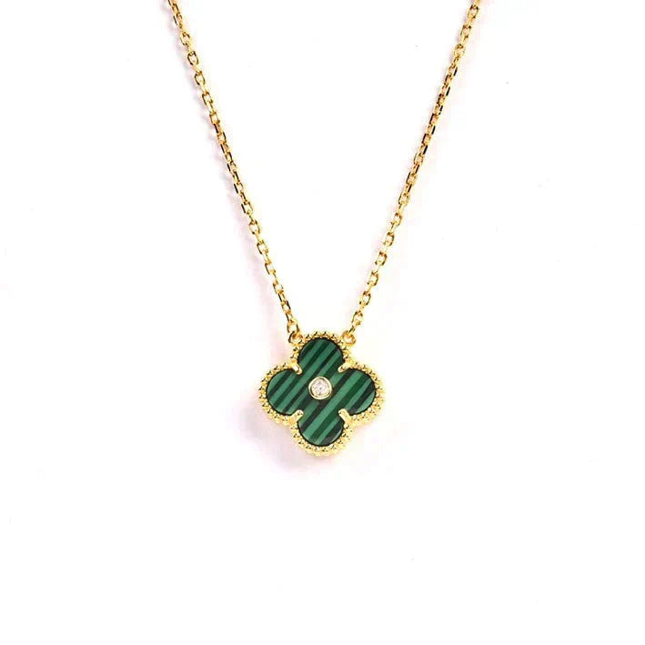 [LumiVibe]CLOVER 15MM DIAMOND TURQUOISE NECKLACE