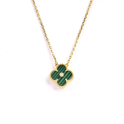 [LumiVibe]CLOVER 15MM DIAMOND TURQUOISE NECKLACE