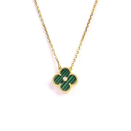 [LumiVibe]CLOVER 15MM DIAMOND TURQUOISE NECKLACE