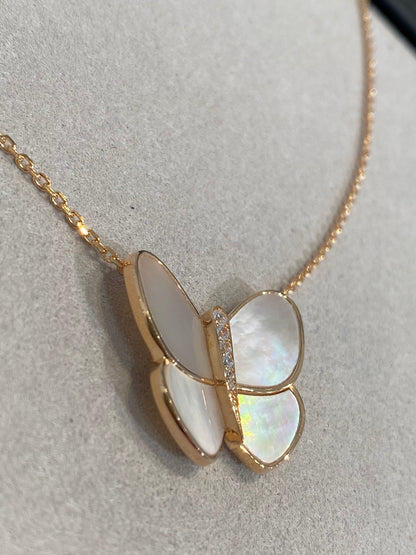 [LumiVibe]BUTTERFLY GOLD MOP DIAMOND NECKLACE