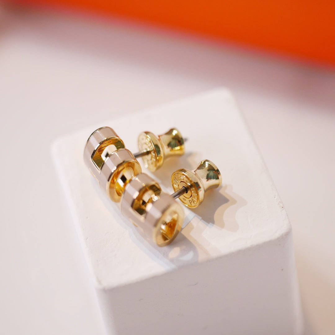 [LumiVibe]MINI POP H GOLD EARRINGS GREY
