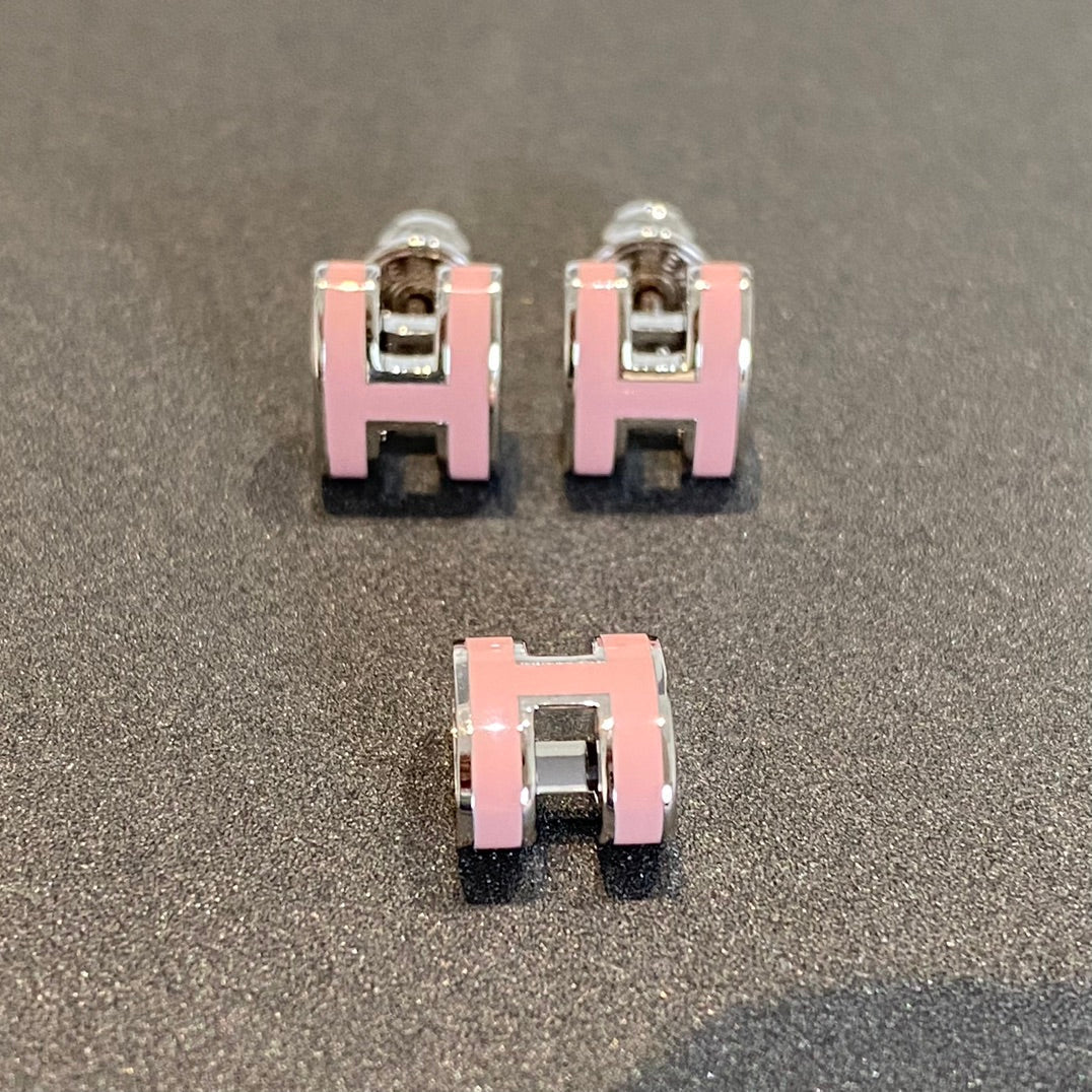 [LumiVibe]MINI POP H SILVER EARRINGS PINK