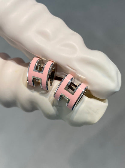 [LumiVibe]MINI POP H SILVER EARRINGS PINK