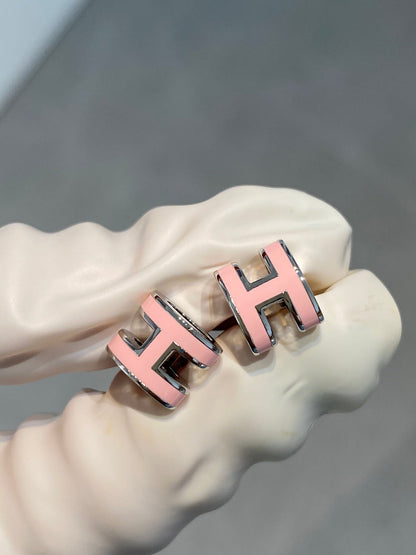 [LumiVibe]MINI POP H SILVER EARRINGS PINK