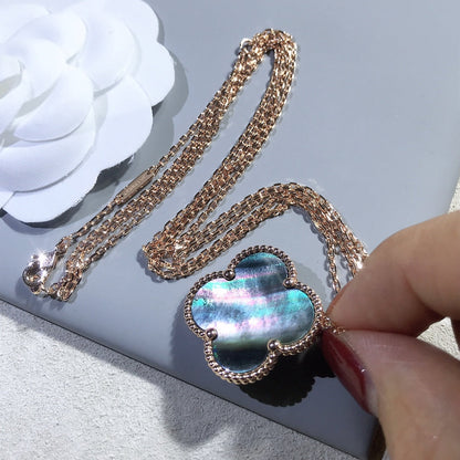[LumiVibe]CLOVER 25MM GOLD DARK MOP BIG CLOVER NECKLACE