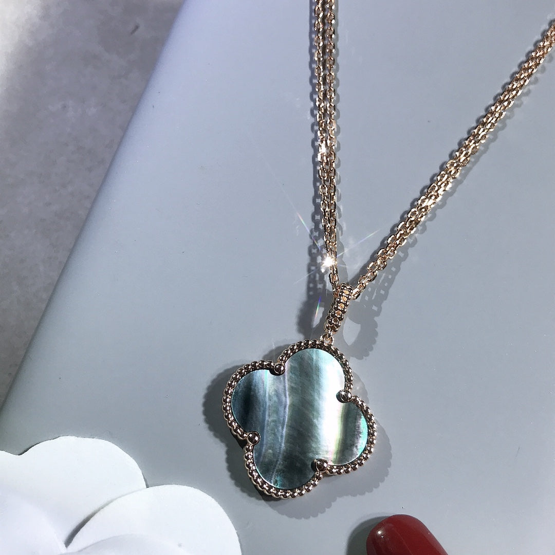 [LumiVibe]CLOVER 25MM GOLD DARK MOP BIG CLOVER NECKLACE