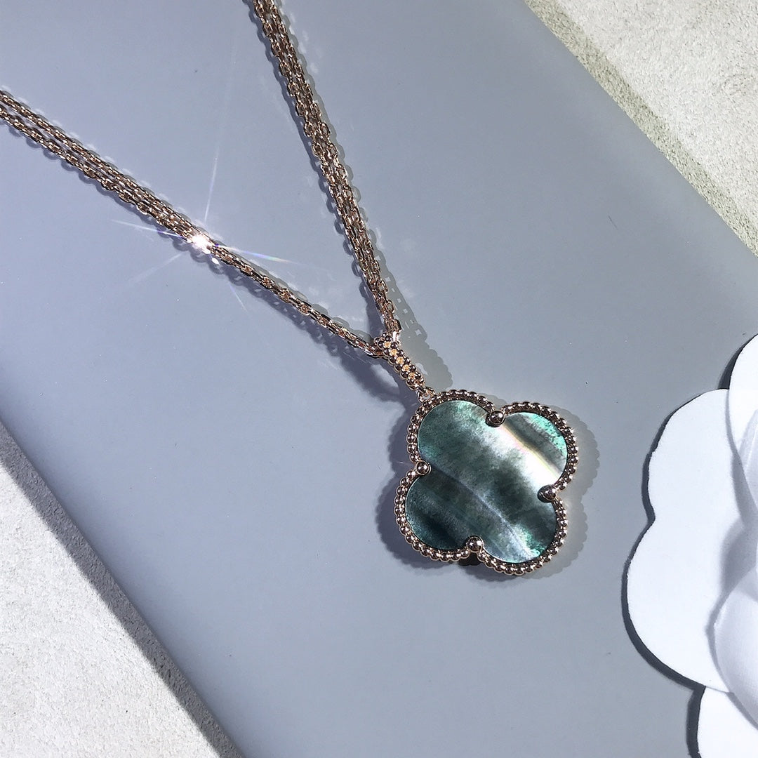 [LumiVibe]CLOVER 25MM GOLD DARK MOP BIG CLOVER NECKLACE
