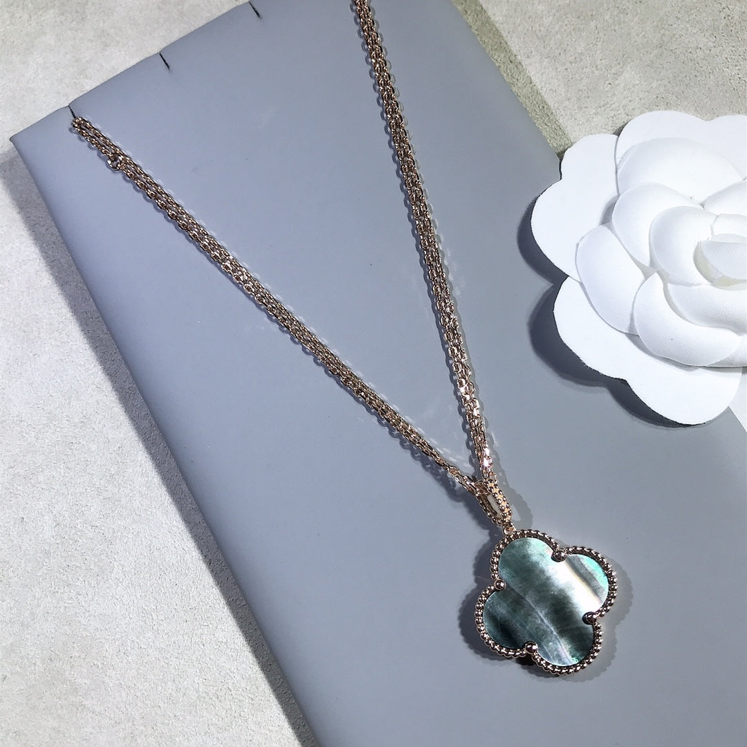 [LumiVibe]CLOVER 25MM GOLD DARK MOP BIG CLOVER NECKLACE