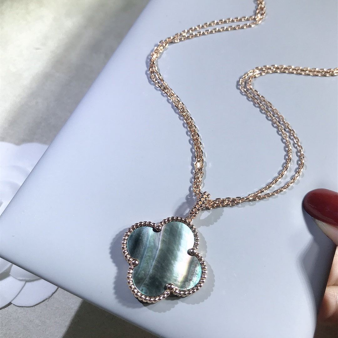 [LumiVibe]CLOVER 25MM GOLD DARK MOP BIG CLOVER NECKLACE