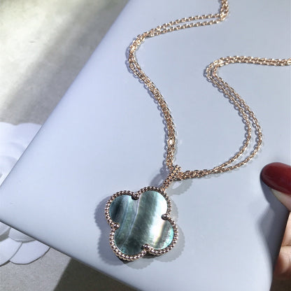 [LumiVibe]CLOVER 25MM GOLD DARK MOP BIG CLOVER NECKLACE