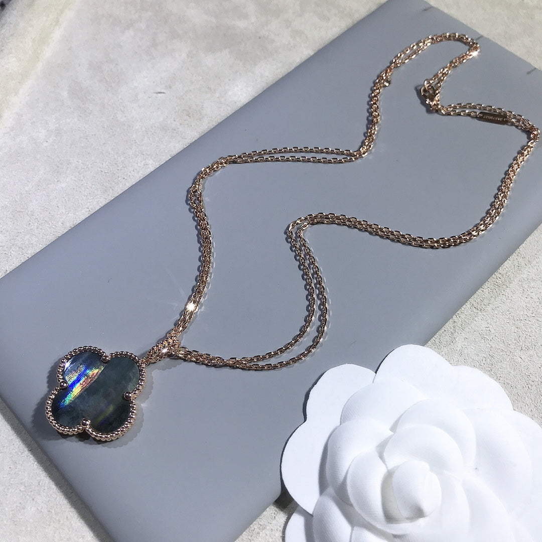 [LumiVibe]CLOVER 25MM GOLD DARK MOP BIG CLOVER NECKLACE