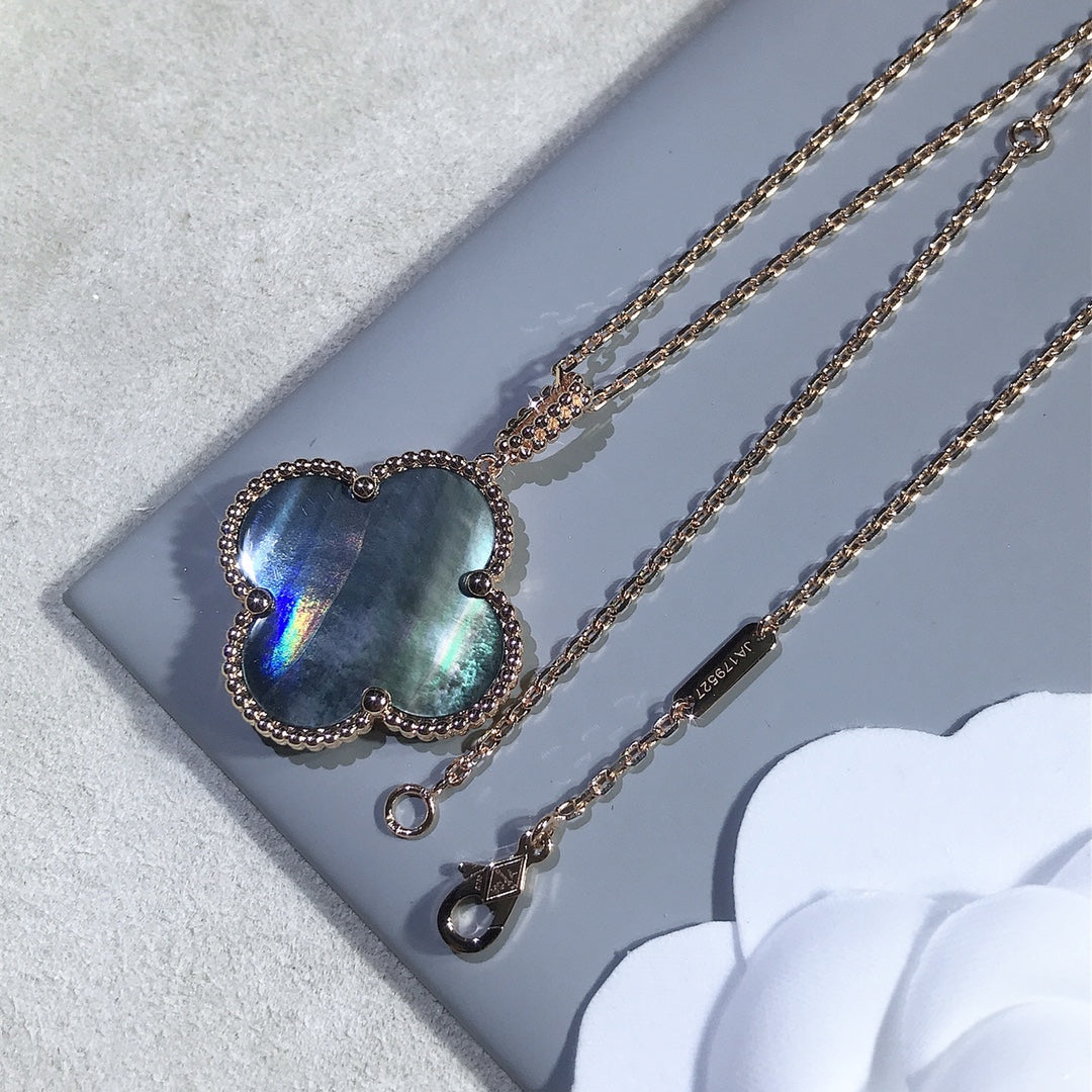 [LumiVibe]CLOVER 25MM GOLD DARK MOP BIG CLOVER NECKLACE