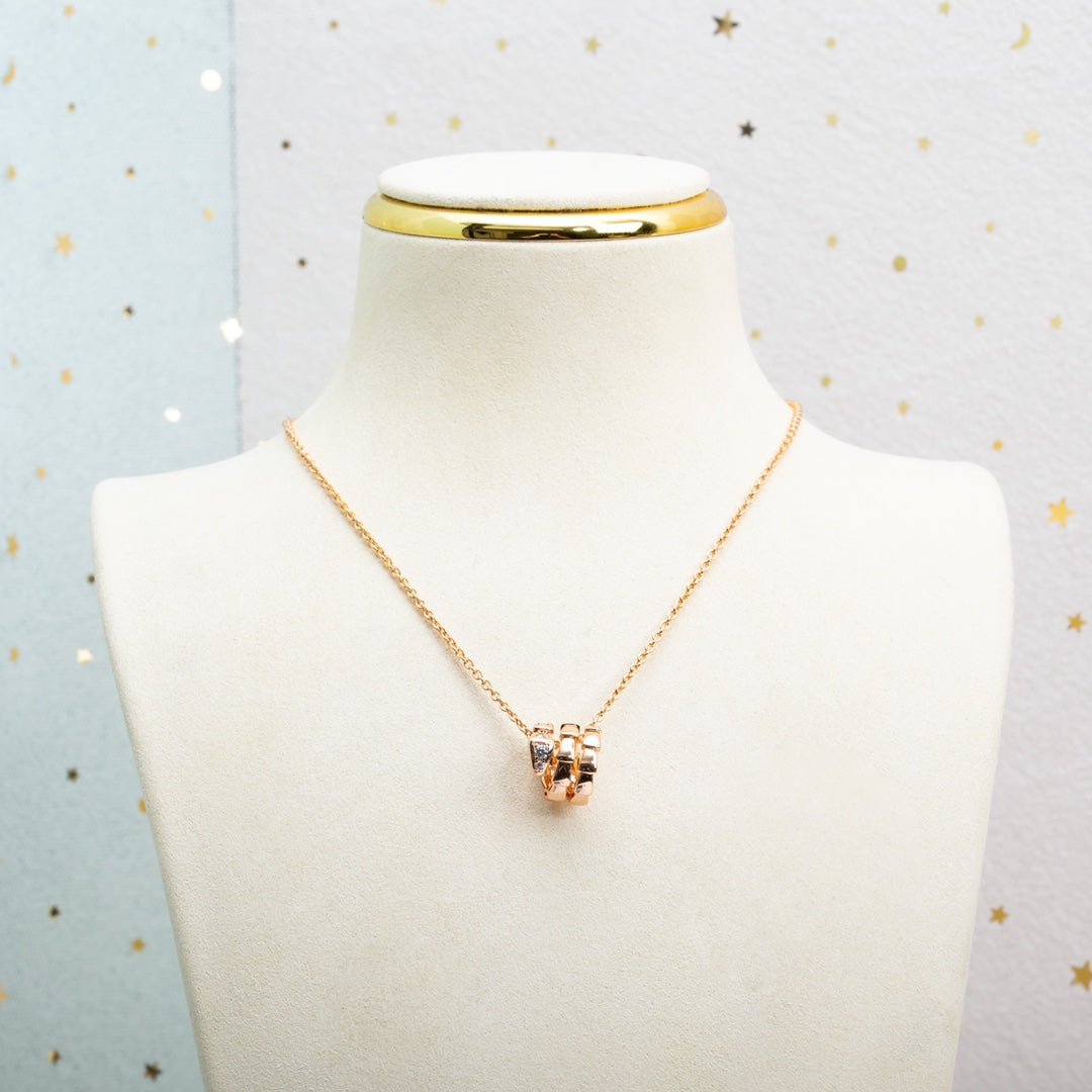 [LumiVibe]SERPENTI PINK GOLD NECKLACE DIAMOND