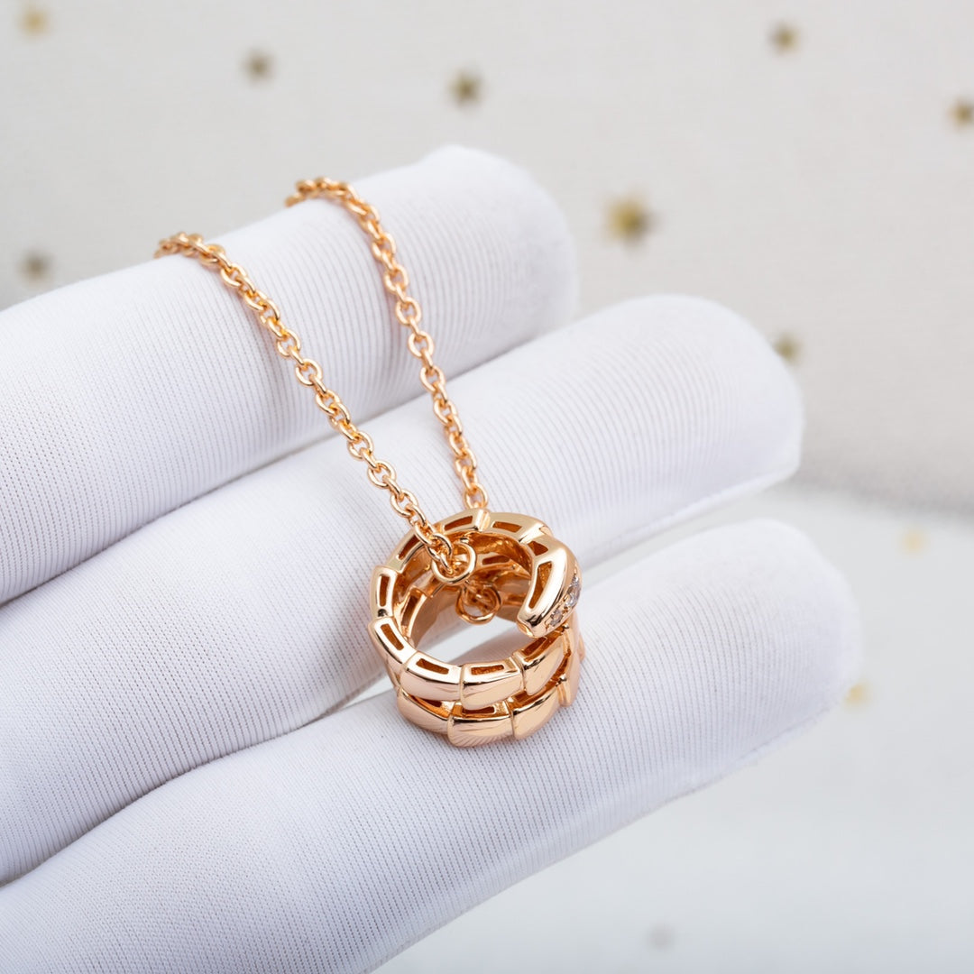 [LumiVibe]SERPENTI PINK GOLD NECKLACE DIAMOND