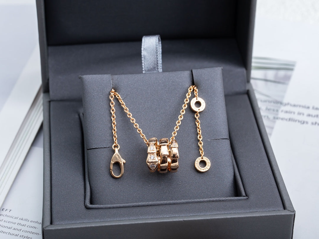 [LumiVibe]SERPENTI PINK GOLD NECKLACE DIAMOND
