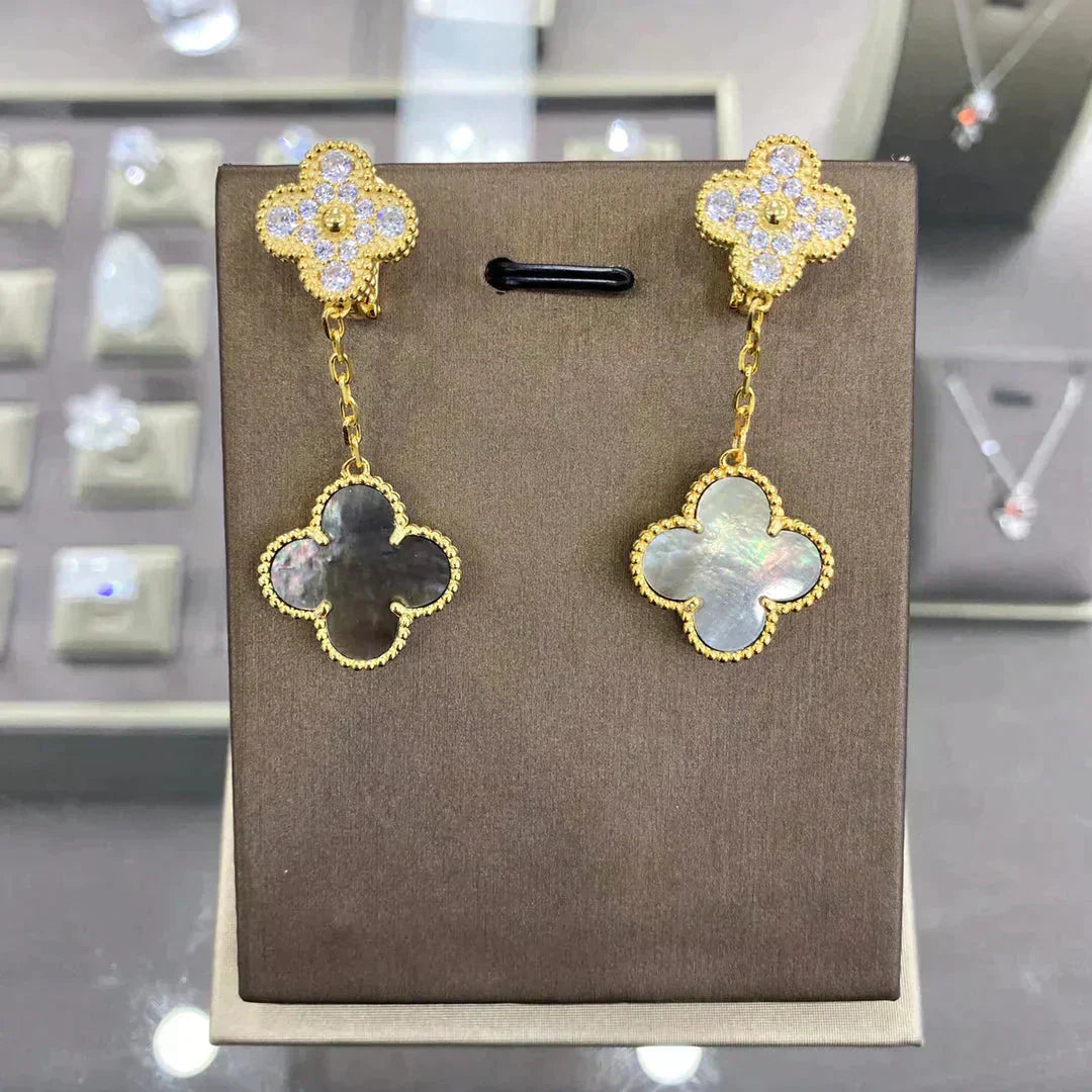 [LumiVibe]CLOVER  2 MOTIFS  DIAMOND  EARRINGS (MULTIPLE CHOICESç´