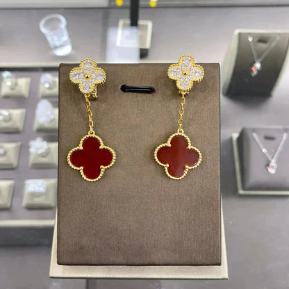 [LumiVibe]CLOVER  2 MOTIFS  DIAMOND  EARRINGS (MULTIPLE CHOICESç´