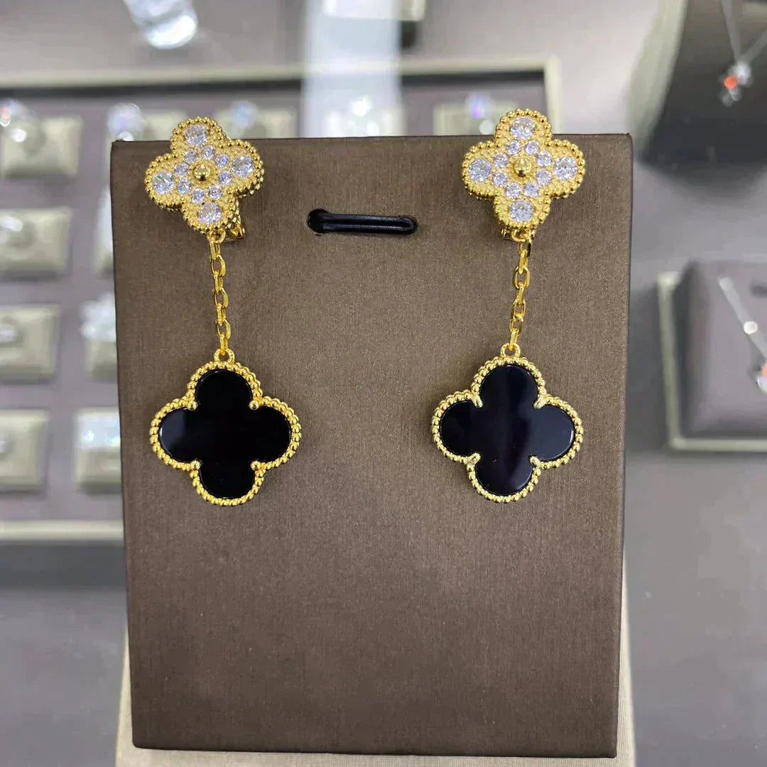 [LumiVibe]CLOVER  2 MOTIFS  DIAMOND  EARRINGS (MULTIPLE CHOICESç´