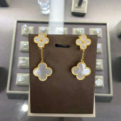 [LumiVibe]CLOVER  2 MOTIFS  DIAMOND  EARRINGS (MULTIPLE CHOICESç´