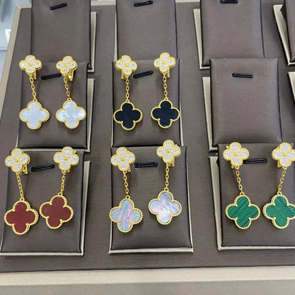 [LumiVibe]CLOVER  2 MOTIFS  DIAMOND  EARRINGS (MULTIPLE CHOICESç´