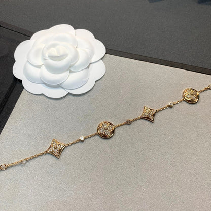 [LumiVibe]STAR AND SUN 4 MOTIFS GOLD DIAMONDS BRACELET