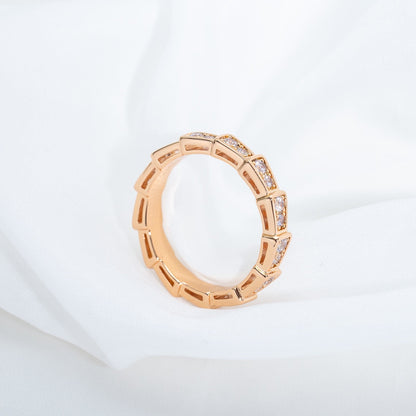 [LumiVibe]SERPENTI RING PINK GOLD DIAMOND PAVED 3MM