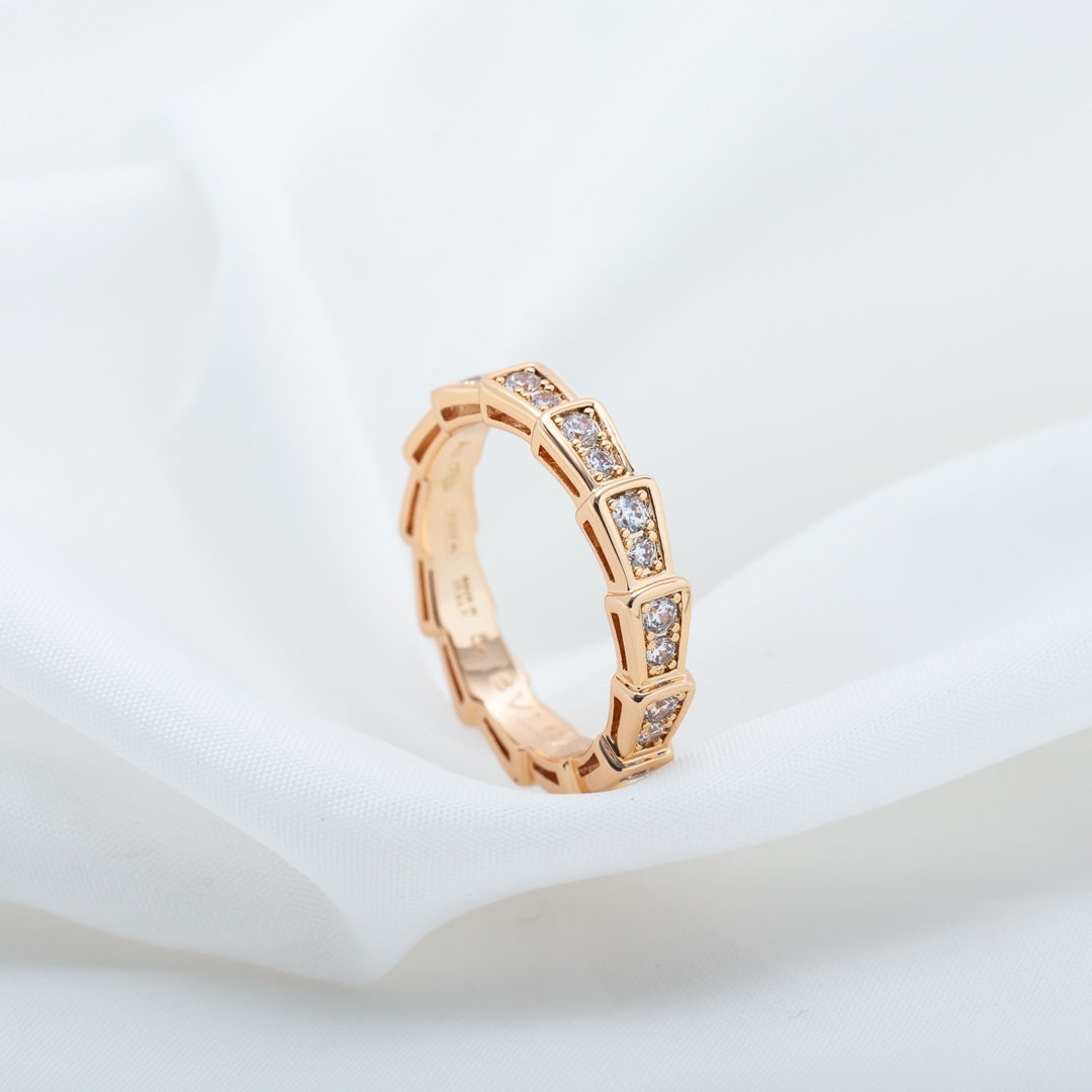 [LumiVibe]SERPENTI RING PINK GOLD DIAMOND PAVED 3MM
