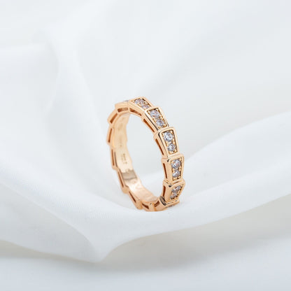 [LumiVibe]SERPENTI RING PINK GOLD DIAMOND PAVED 3MM