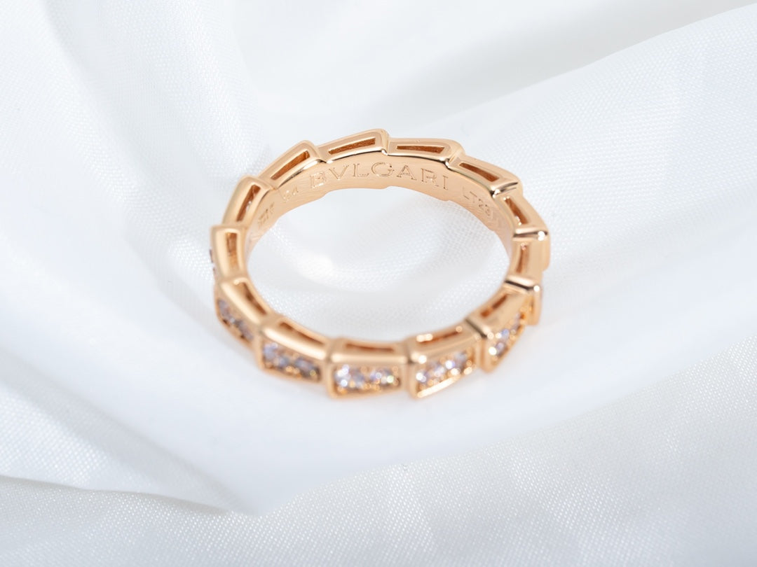 [LumiVibe]SERPENTI RING PINK GOLD DIAMOND PAVED 3MM