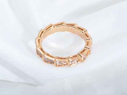 [LumiVibe]SERPENTI RING PINK GOLD DIAMOND PAVED 3MM