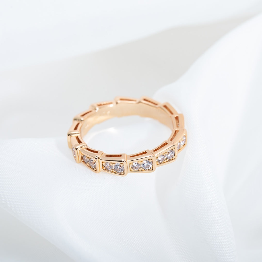 [LumiVibe]SERPENTI RING PINK GOLD DIAMOND PAVED 3MM
