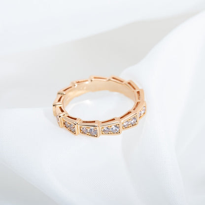 [LumiVibe]SERPENTI RING PINK GOLD DIAMOND PAVED 3MM