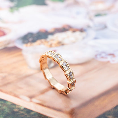 [LumiVibe]SERPENTI RING PINK GOLD DIAMOND PAVED 3MM