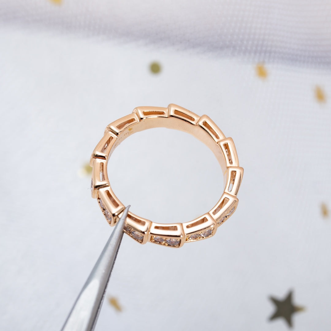 [LumiVibe]SERPENTI RING PINK GOLD DIAMOND PAVED 3MM