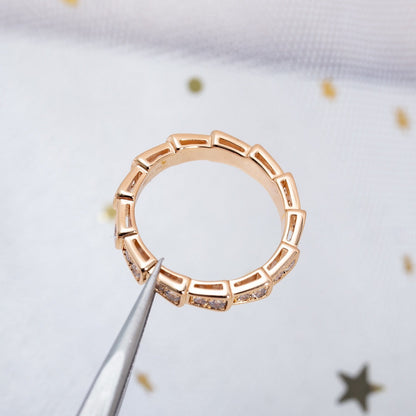 [LumiVibe]SERPENTI RING PINK GOLD DIAMOND PAVED 3MM