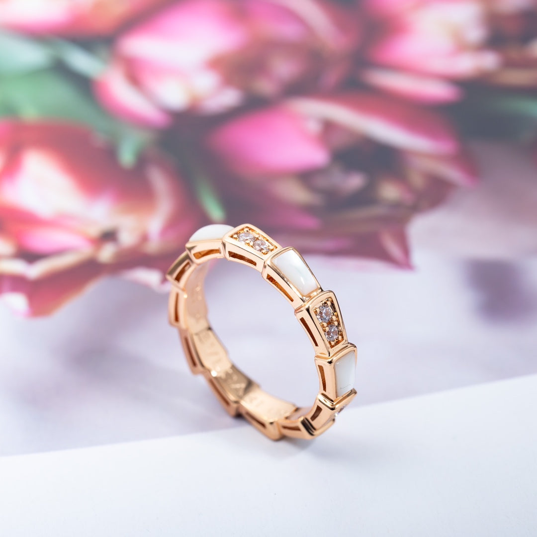 [LumiVibe]SERPENTI RING PINK GOLD DIAMOND MOP 3MM