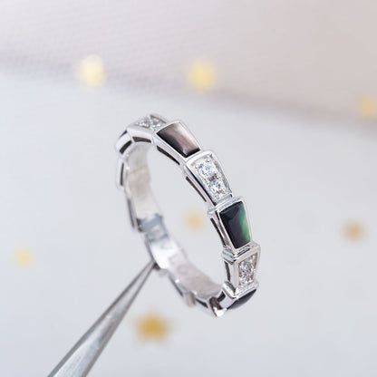 [LumiVibe]SERPENTI RING SILVER  DIAMOND BLACK MOP 3MM
