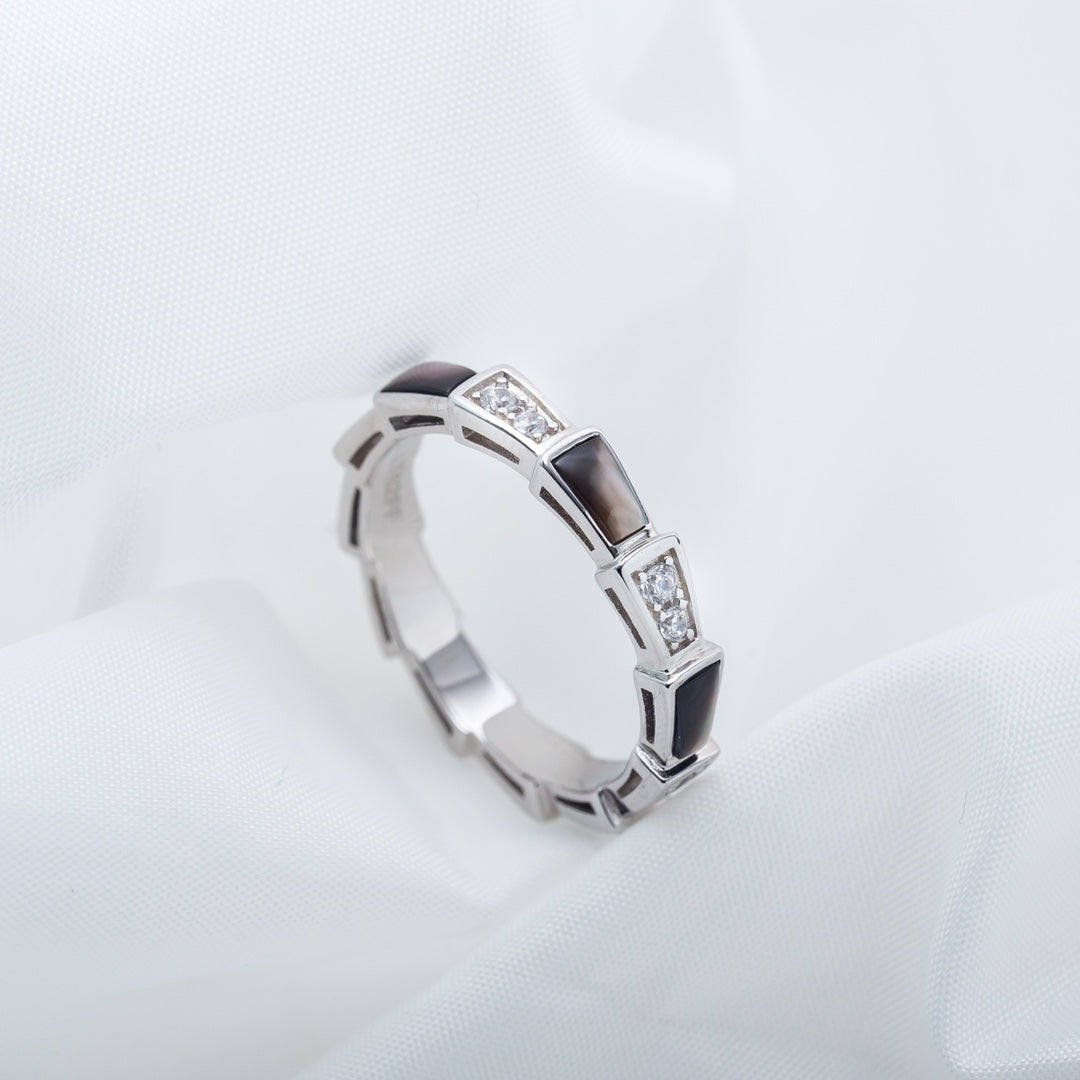[LumiVibe]SERPENTI RING SILVER  DIAMOND BLACK MOP 3MM