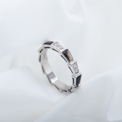 [LumiVibe]SERPENTI RING SILVER  DIAMOND BLACK MOP 3MM
