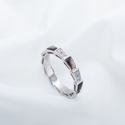 [LumiVibe]SERPENTI RING SILVER  DIAMOND BLACK MOP 3MM