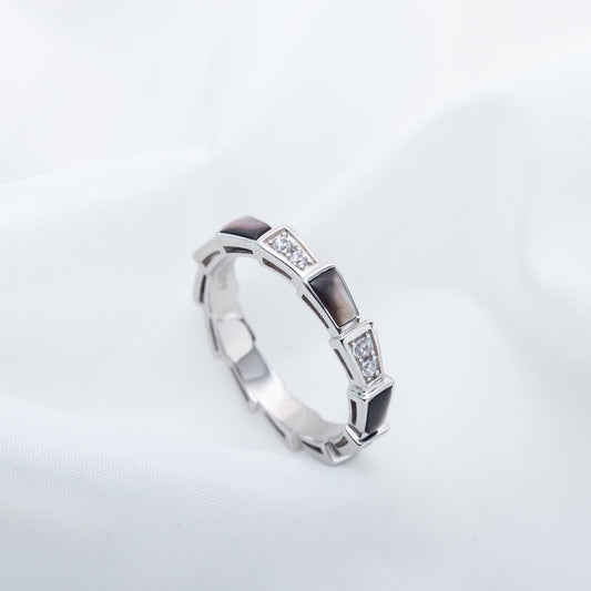 [LumiVibe]SERPENTI RING SILVER  DIAMOND BLACK MOP 3MM