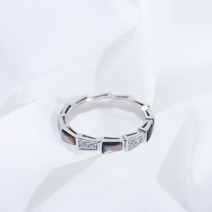 [LumiVibe]SERPENTI RING SILVER  DIAMOND BLACK MOP 3MM