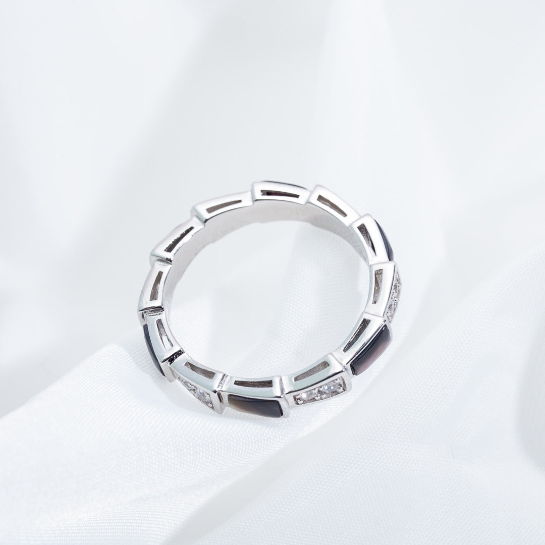 [LumiVibe]SERPENTI RING SILVER  DIAMOND BLACK MOP 3MM
