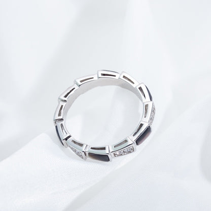 [LumiVibe]SERPENTI RING SILVER  DIAMOND BLACK MOP 3MM