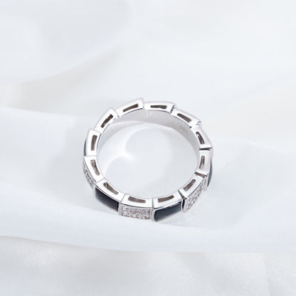 [LumiVibe]SERPENTI RING SILVER DIAMOND BLACK MOP 4MM