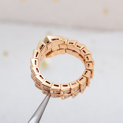 [LumiVibe]SERPENTI RING PINK GOLD DIAMOND DOUBLE ROW