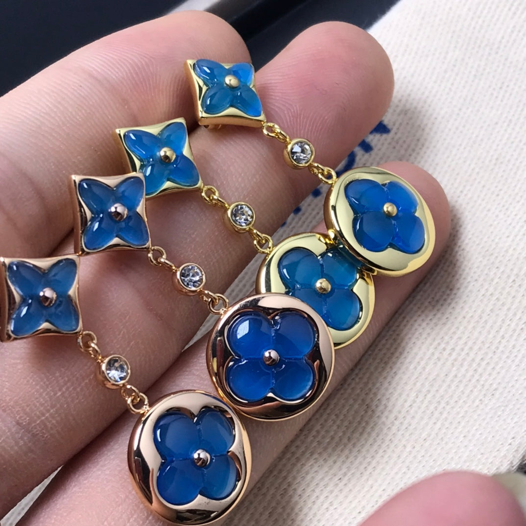 [LumiVibe]STAR AND SUN AGATE DIAMOND EARRINGS