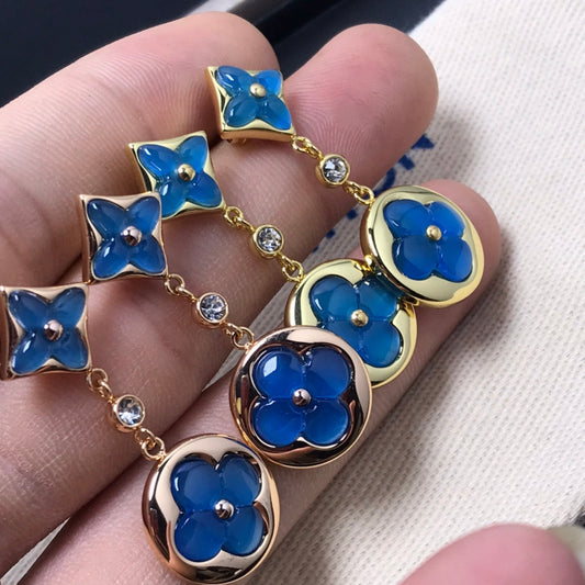 [LumiVibe]STAR AND SUN AGATE DIAMOND EARRINGS