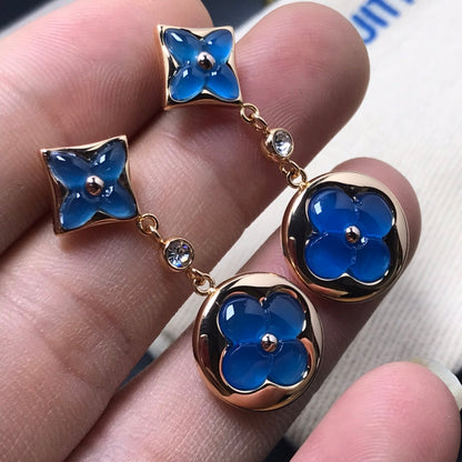 [LumiVibe]STAR AND SUN AGATE DIAMOND EARRINGS